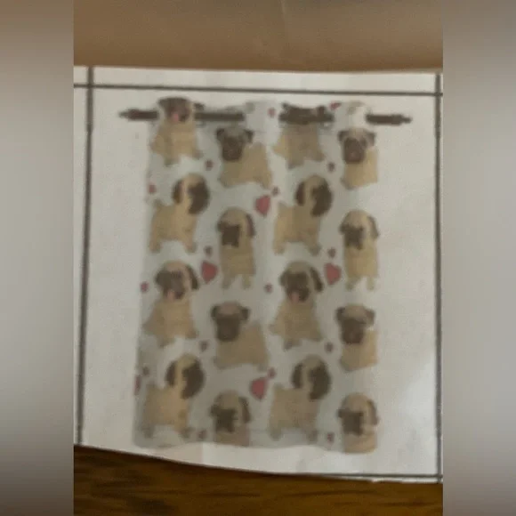 NWB Pug & Heart Black Out Curtain (1 XL PANEL) Fit Bigger Window 135x160 - Picture 2 of 5